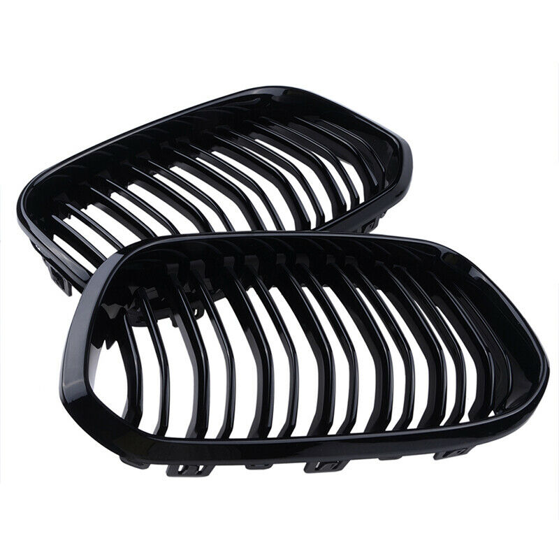 Gloss Black Front Kidney Grill Grille For BMW F20 F21 1 Series 15-18 Twin Bar