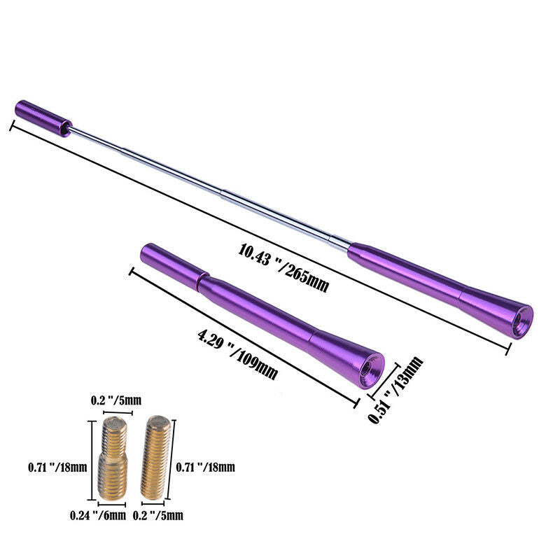 Purple Extensible Car Aerial Bee Sting Mast Antenna Ariel Arial Radio Stubby