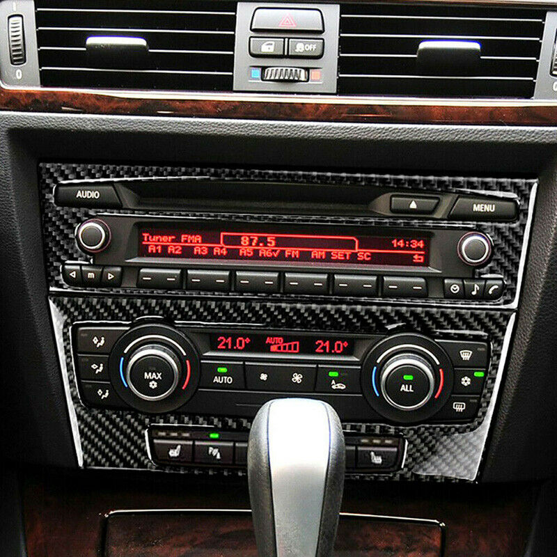 Carbon Fiber Console CD&AC Panel Cover Trim For BMW 3 Series E90 E92 2005-12 UK