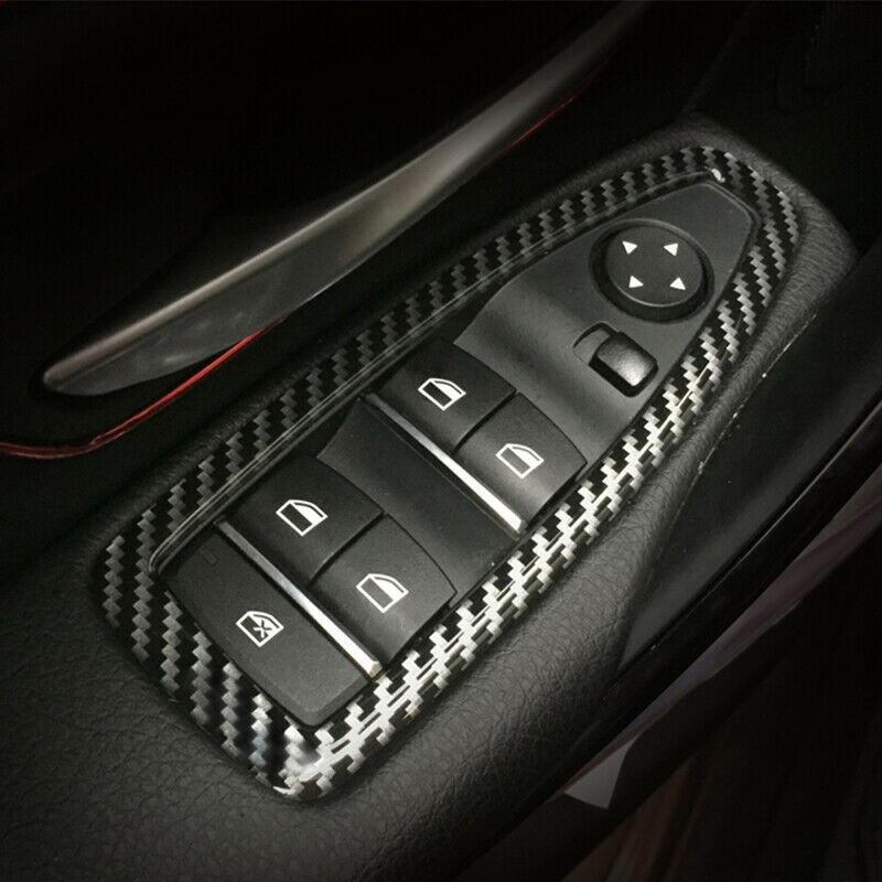 Carbon Fiber Window Switch Interior Trim Decor For BMW 1 2 3 4 Series F30 F34