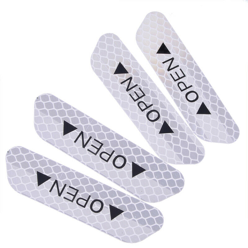 4Pcs Universal Car Door Open Sticker Reflective Tape Safety Warning Decal White