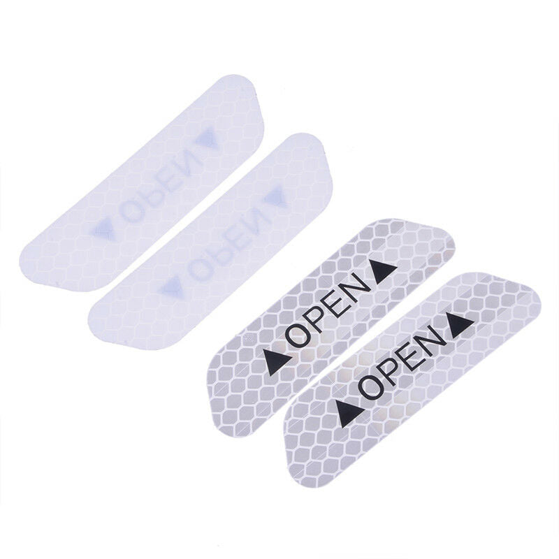 4Pcs Universal Car Door Open Sticker Reflective Tape Safety Warning Decal White