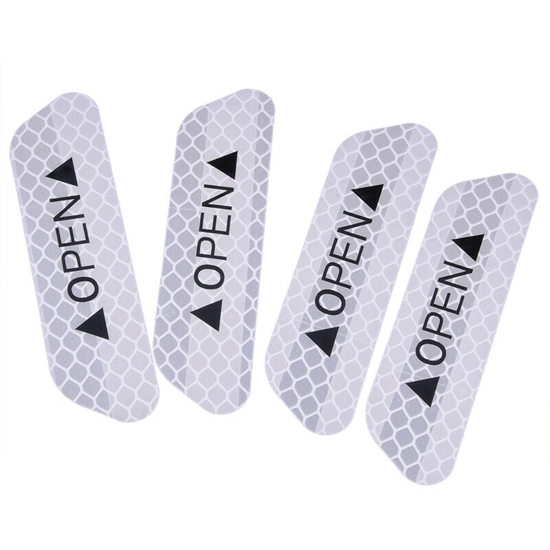 8Pcs Universal Car Door Open Sticker Reflective Tape Safety Warning Decal White