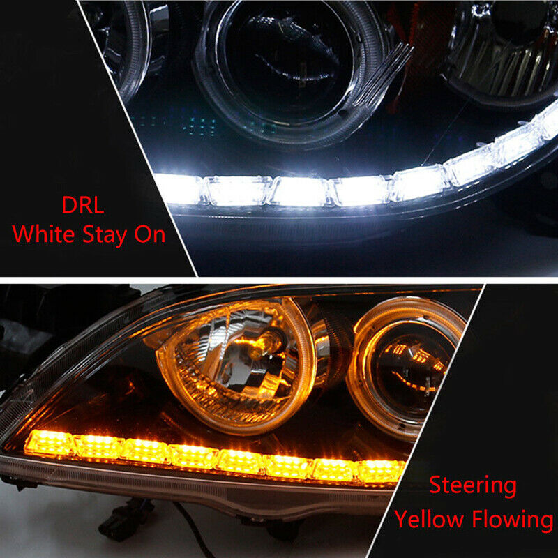 2x Crystal Switchback Flowing LED Strip Light Sequential Turn Signal DRL light