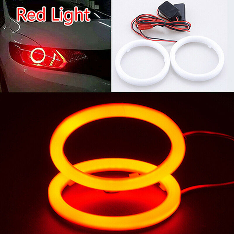 100MM Red Car COB LED Ring Angel Eyes Halo Foglight Headlight Lamp Cover UK EE
