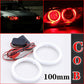 100MM Red Car COB LED Ring Angel Eyes Halo Foglight Headlight Lamp Cover UK EE