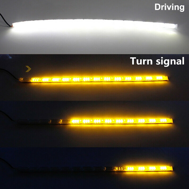 2X 14LED Switchback Car Flexible LED Strip Light DRL Sequential Turn Signal Lamp