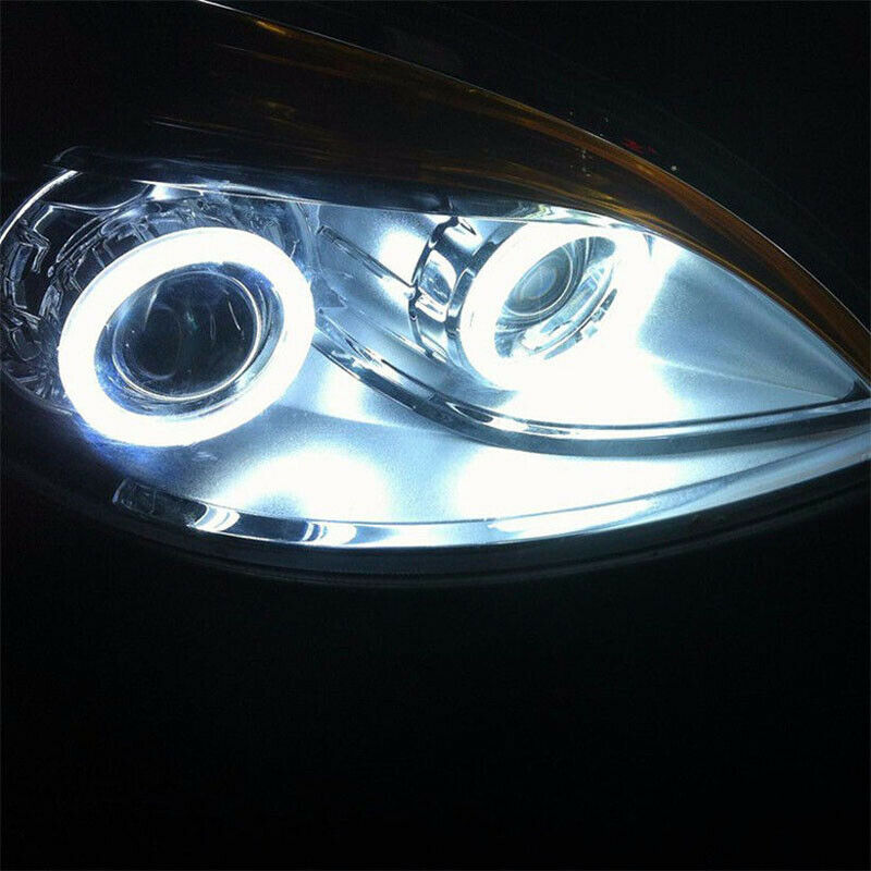 2x 70MM White Car Auto LED ring Angel Eyes Halo Fog Head Lamp Light+Cover UK E2