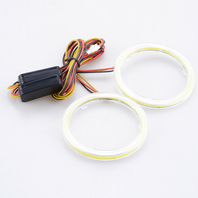 80mm White Universal Car DRL COB Angel Eyes Halo Ring Fog Headlight Lamp Light