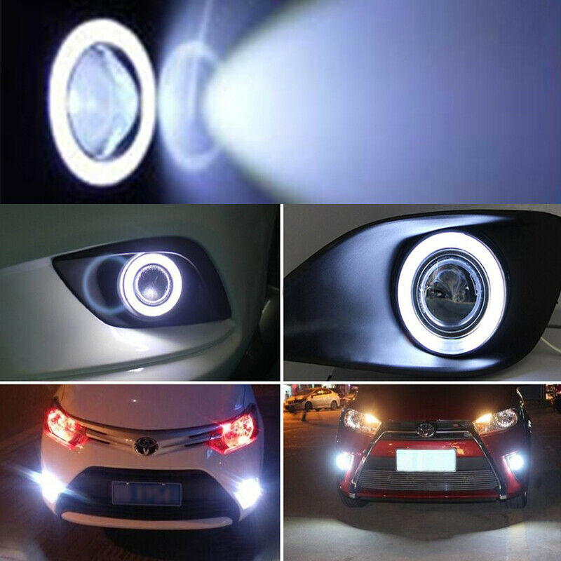 3inch/76mm White Angel Eyes Halo Car Fog Lights Lamp Projector DRL COB LED Bulbs