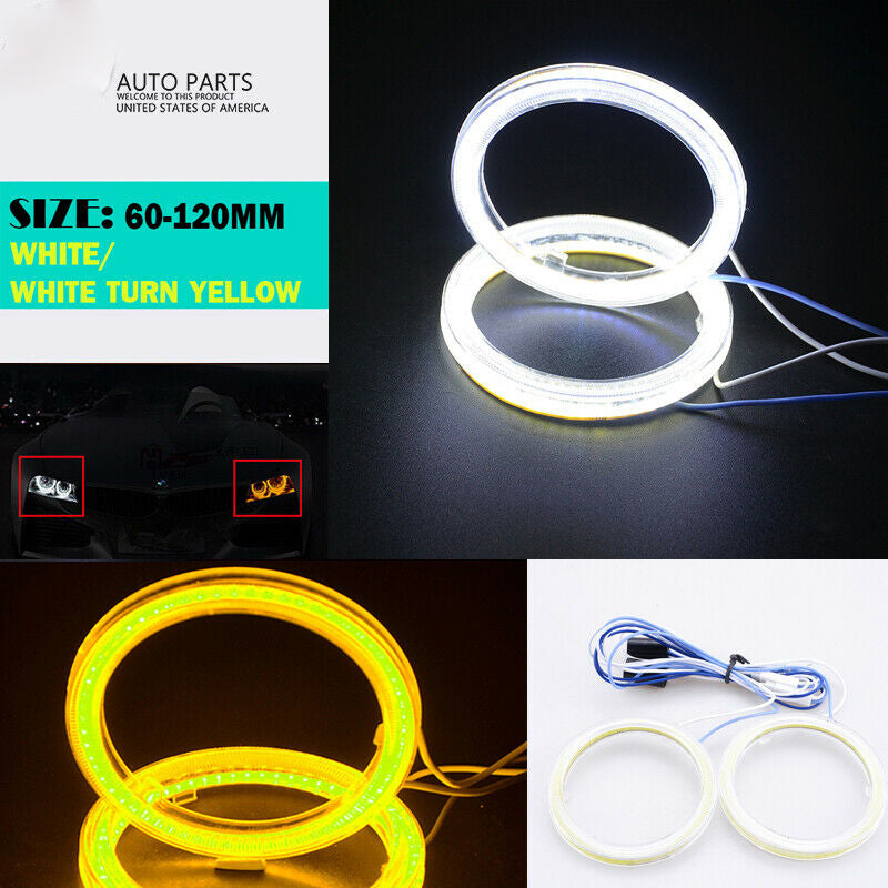 60-120mm COB LED Headlight Rings Halo Angel Eyes Universal High Power Bright ea