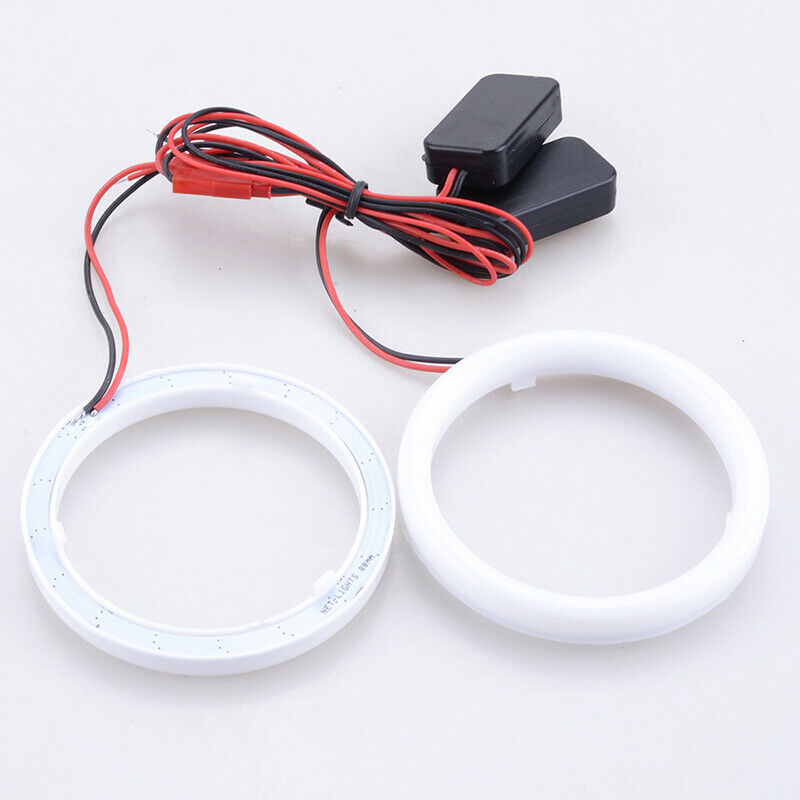 L+R Car 90mm White COB LED Angel Eyes Halo Ring with Cover Fog light Universal