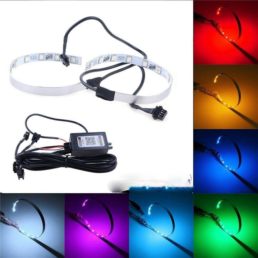 Pair RGB LED Car Devil Demon Halo Angel Eyes Headlight Ring App Bluetooth AE UK