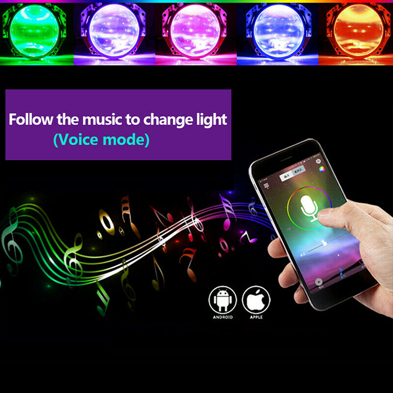 Pair RGB LED Car Devil Demon Halo Angel Eyes Headlight Ring App Bluetooth AE UK