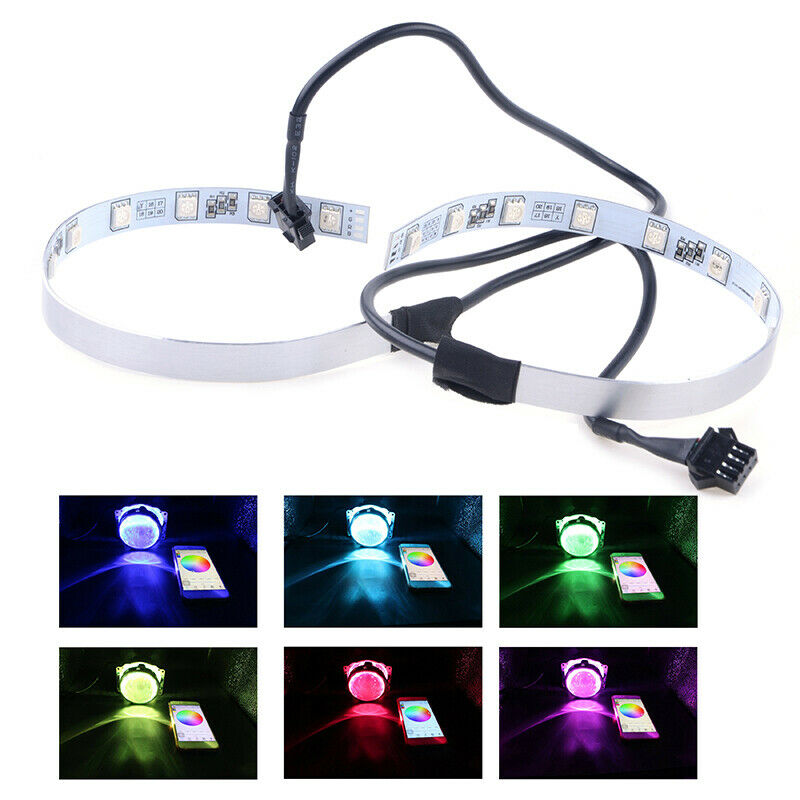 Pair RGB LED Car Devil Demon Halo Angel Eyes Headlight Ring App Bluetooth AE UK