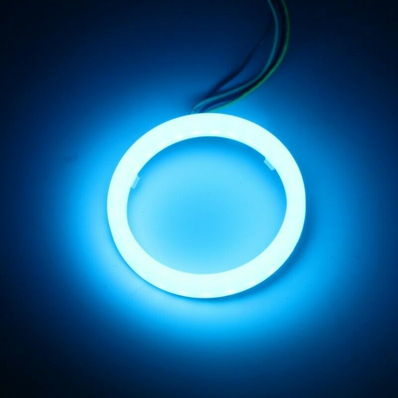 Pair Car 60mm BLUE COB LED Angel Eyes Halo Ring with Cover Fog light Universal E