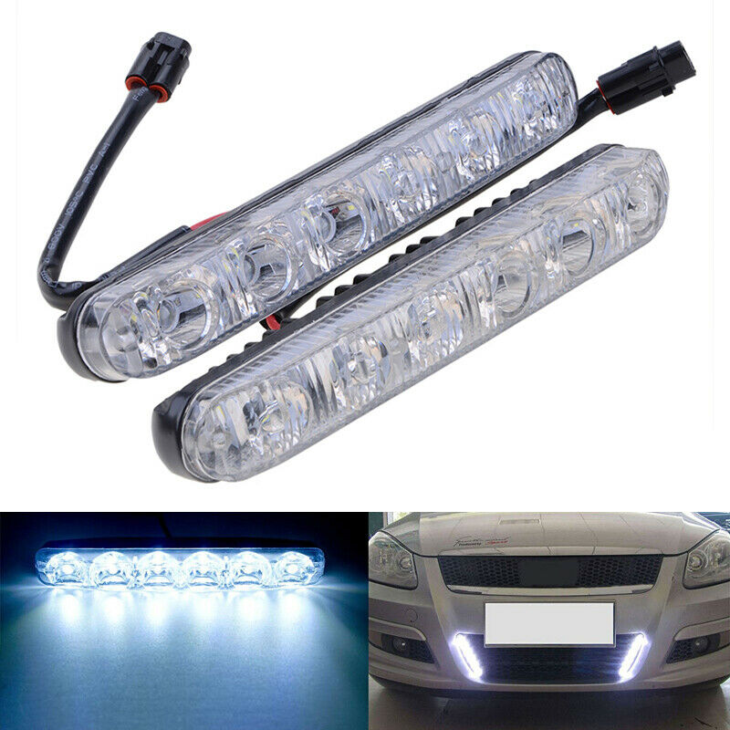 2pc 6 LED Daytime Running Lights Car Driving DRL Fog Lamp Light 12V Super White