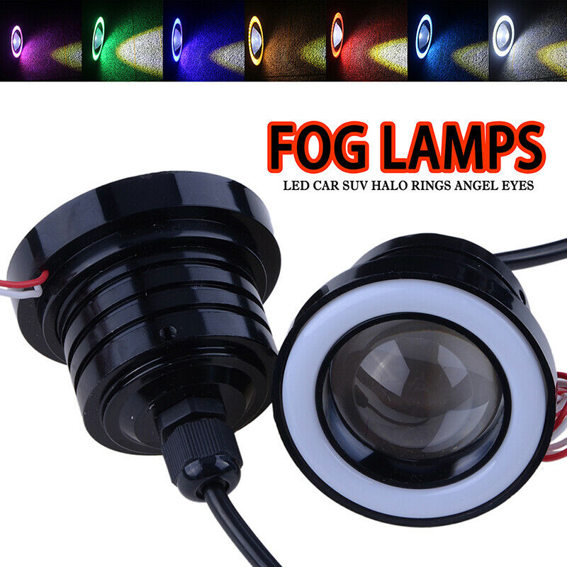 3Inch 76mm COB LED Angel Eyes Car DRL Fog Light Lens Projector Halo Fog Lamp 10W