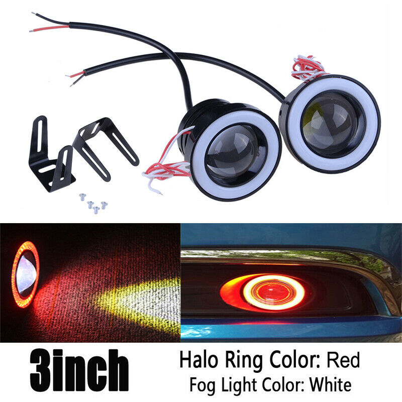 3Inch 76mm COB LED Angel Eyes Car DRL Fog Light Lens Projector Halo Fog Lamp 10W