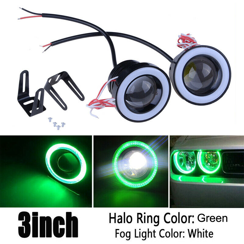 3Inch 76mm COB LED Angel Eyes Car DRL Fog Light Lens Projector Halo Fog Lamp 10W