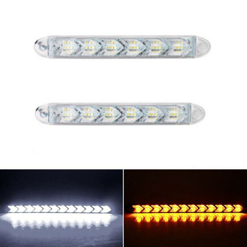 2PCS 6LED Car LED DRL Daytime Running Light Arrow Turn Signal Warning Lights