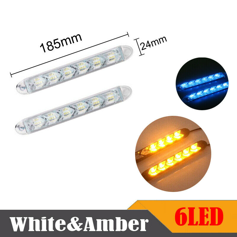 2PCS 6LED Car LED DRL Daytime Running Light Arrow Turn Signal Warning Lights