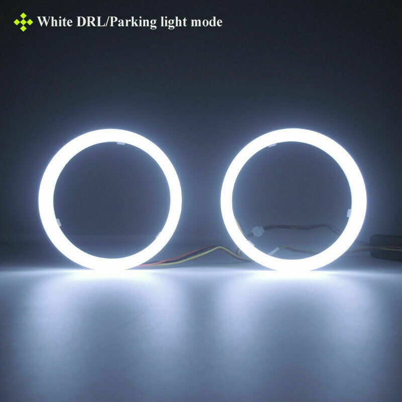 2x 60mm Angel Eyes COB Car Headlight Halo Ring White DRL Amber Turn Light 6000K