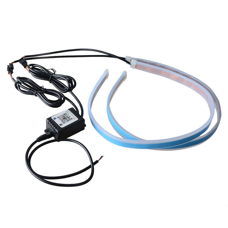 RGB 60CM LED Car DRL Daytime Running Turn Signal Lamp Strip Light Flexible Tube