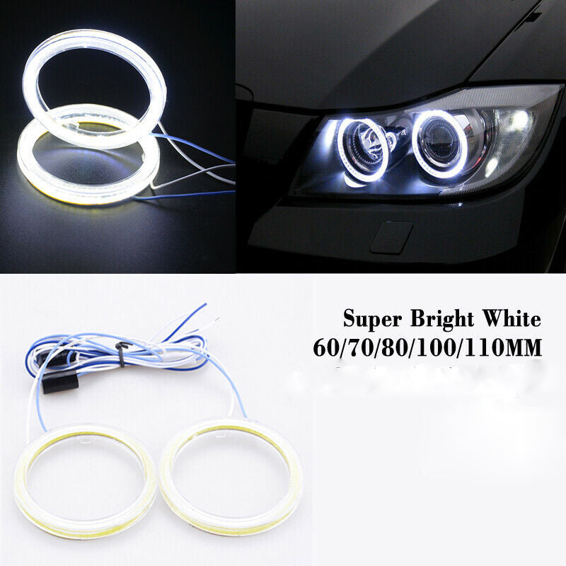 70-110MM COB LED Headlight Rings Halo Angel Eyes Universal High Power Bright UK