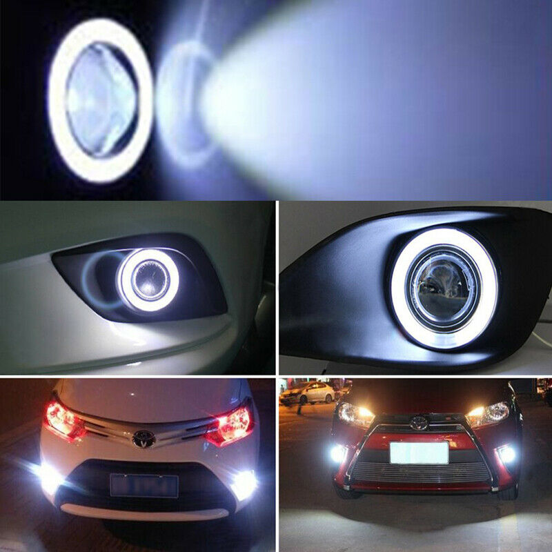 2.5inch White Angel Eyes Halo Car Fog Lights Lamp Projector DRL COB LED Bulbs