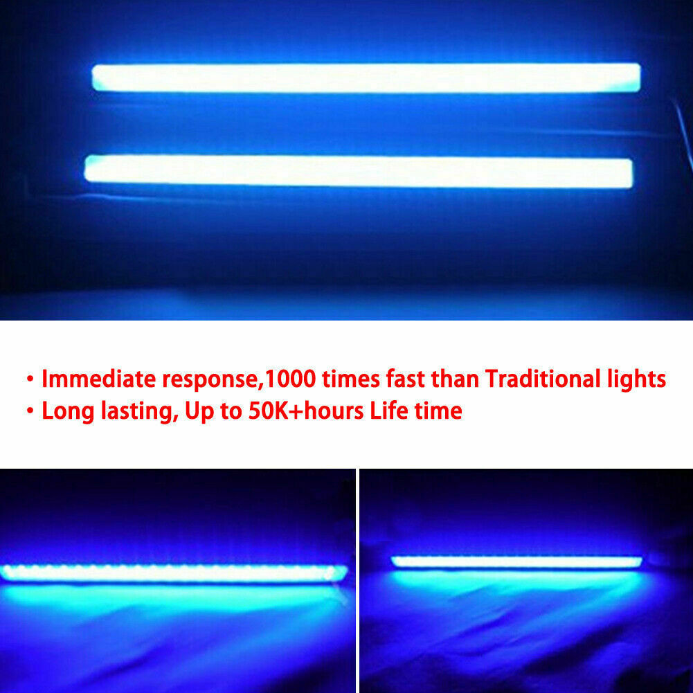 UK 10pcs Blue LED Strip Car DRL Running Daytime Light COB Driving Lights 17CM