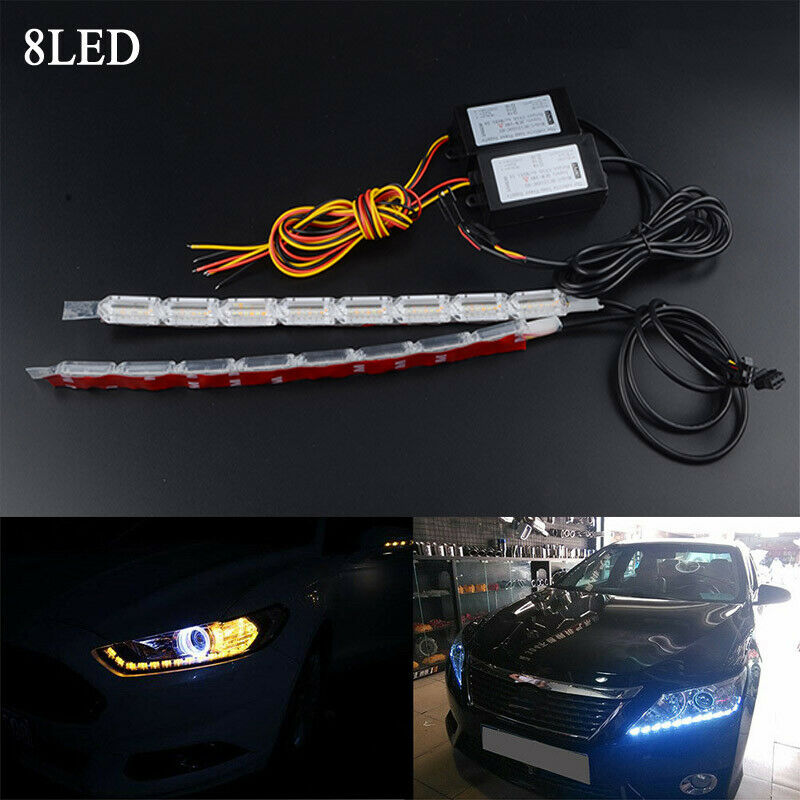 TOP QUALITY 8/10/12//14 LED 12V Car Switchback Light Ring DRL Headlight Lamp UK