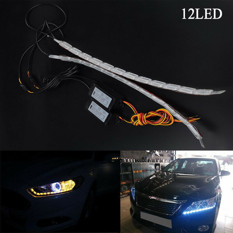 TOP QUALITY 8/10/12//14 LED 12V Car Switchback Light Ring DRL Headlight Lamp UK