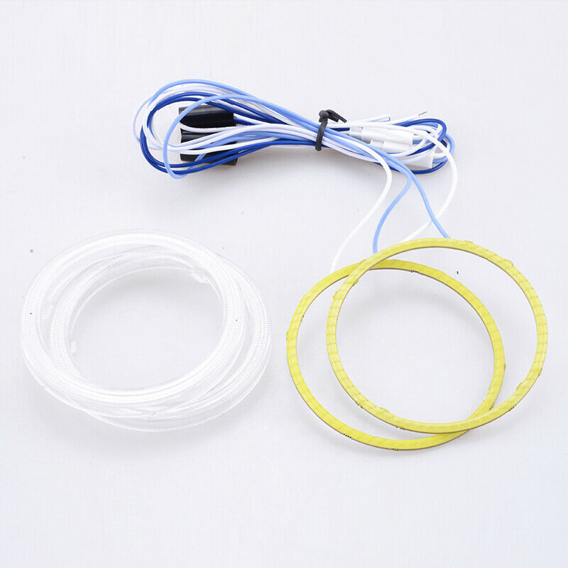 60-100mm COB LED Headlight Ring Halo Angel Eye High Power Bright White Universal