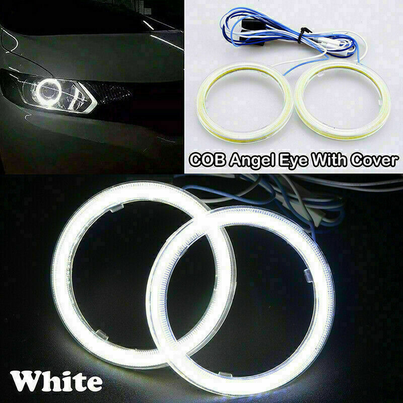 60-100mm COB LED Headlight Ring Halo Angel Eye High Power Bright White Universal