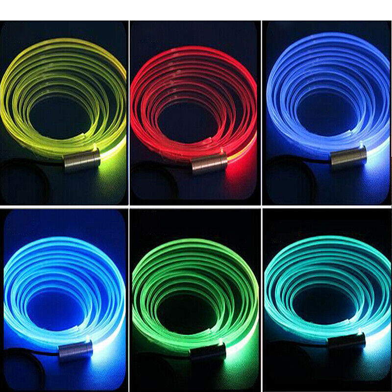 2x 4M 3mm RGB LED Car Interior Fiber Optic Neon Wire Strip Light Atmosphere APP