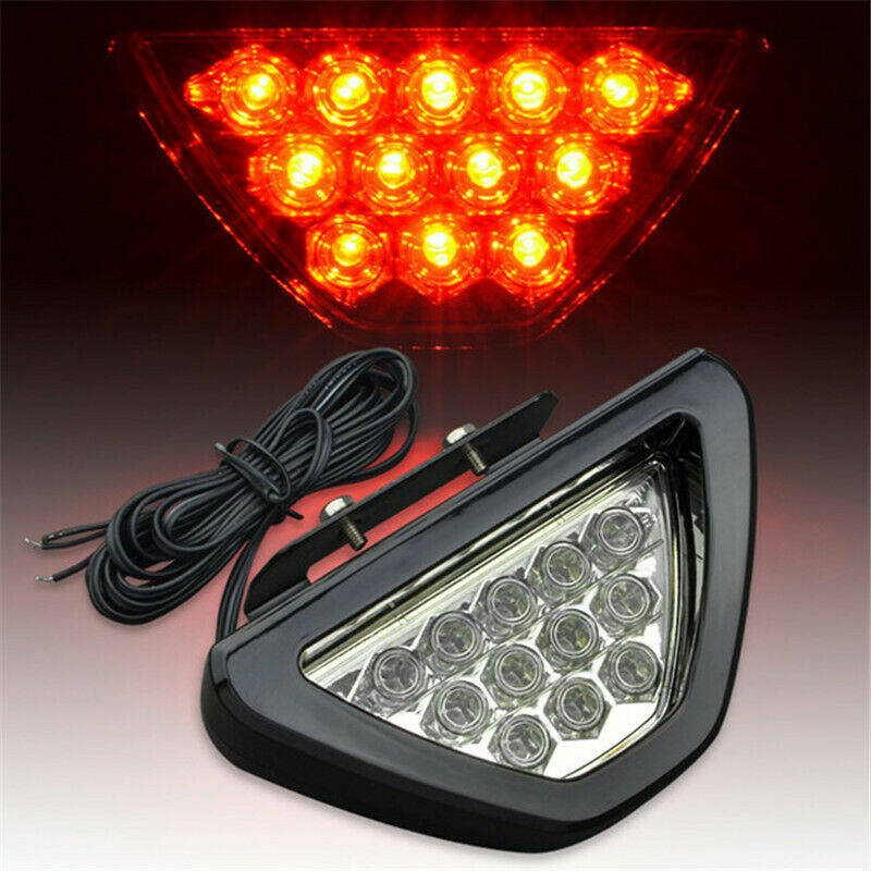 12V Car Sporty F1 Style Triangle 12LED Rear Stop Tail Third Brake Light Lamp UK