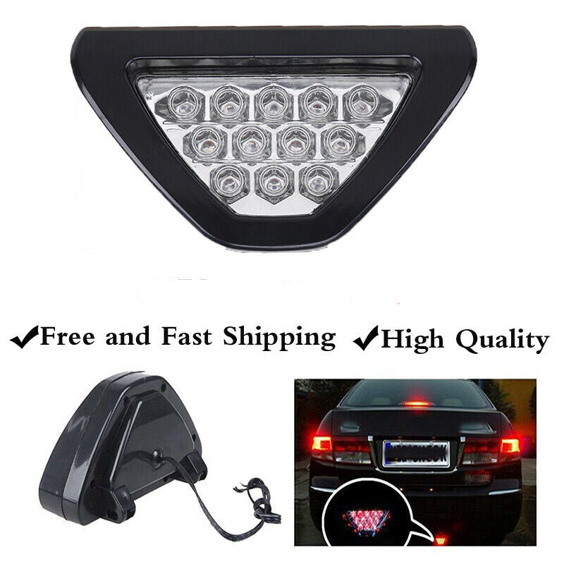 Clear Triangle LED Motorcycle Rear Tail Fog Light ATV Car Brake Warming Lamp F1