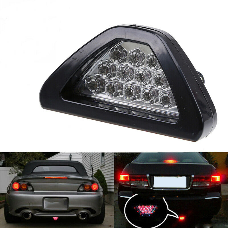 Clear Triangle LED Motorcycle Rear Tail Fog Light ATV Car Brake Warming Lamp F1