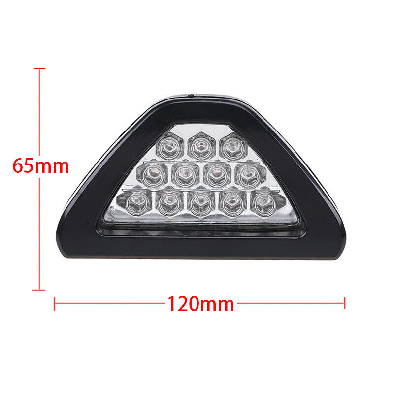 Clear Triangle LED Motorcycle Rear Tail Fog Light ATV Car Brake Warming Lamp F1