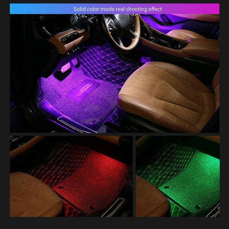 4x RGB Car Interior Star Atmosphere Lights Strip Bluetooth APP Music Control