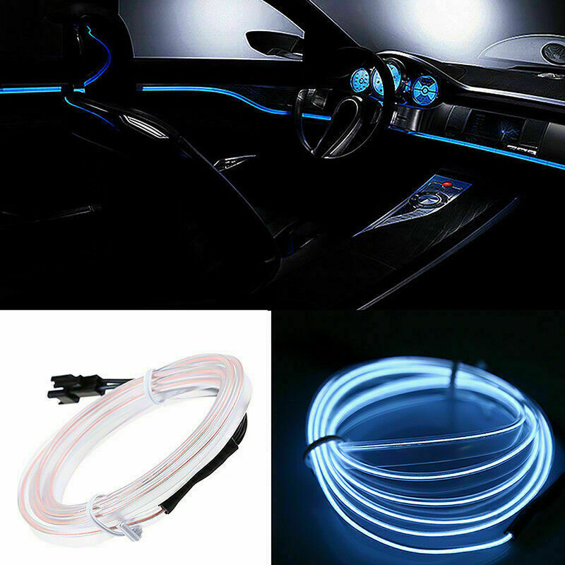 LED Car Atmosphere Strip Light EL Wire Neon Glow Rope Lamp Cigarette lighter ae