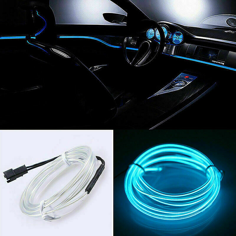 LED Car Atmosphere Strip Light EL Wire Neon Glow Rope Lamp Cigarette lighter ae