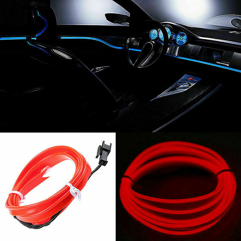 LED Car Atmosphere Strip Light EL Wire Neon Glow Rope Lamp Cigarette lighter ae