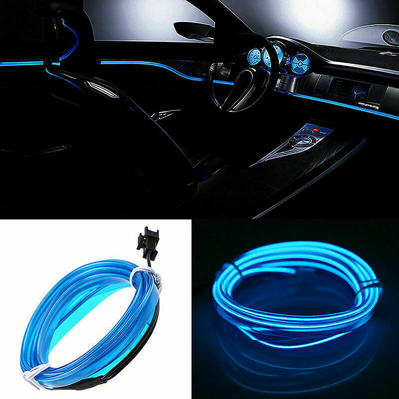 LED Car Atmosphere Strip Light EL Wire Neon Glow Rope Lamp Cigarette lighter ae