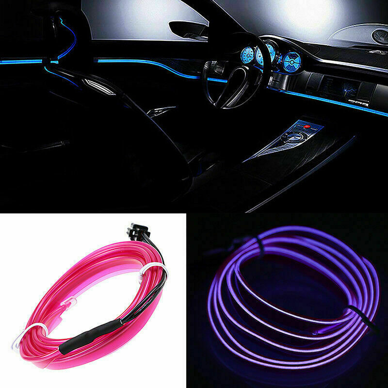 LED Car Atmosphere Strip Light EL Wire Neon Glow Rope Lamp Cigarette lighter ae