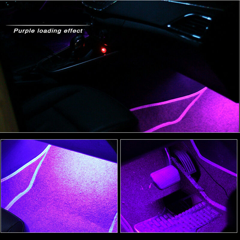 2in1 9LED Interior Atmosphere Lights Foot Strip Lamp Cigarette Lighter Pink