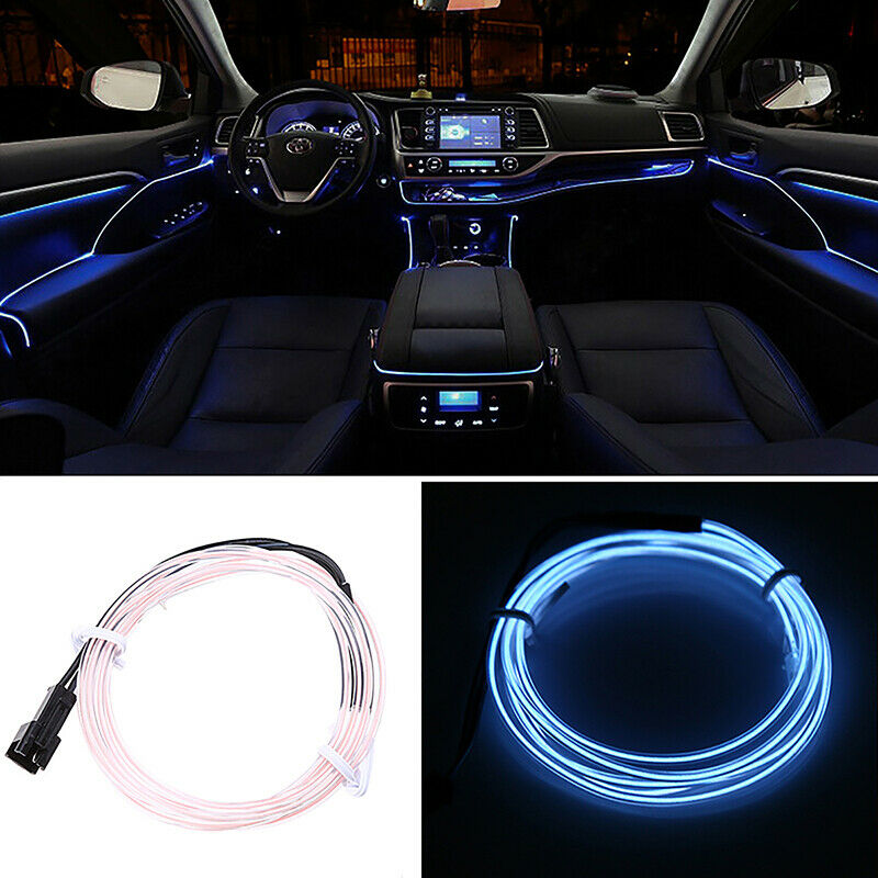 EL Wire Neon LED Car Interior Atmosphere Glow String Strip Lights Rope Tube Lamp