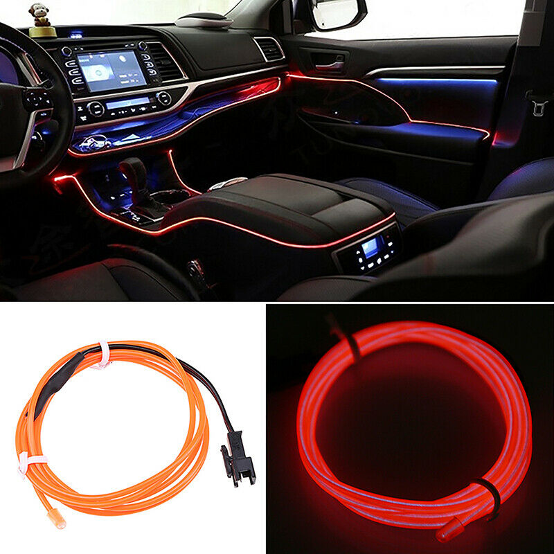 EL Wire Neon LED Car Interior Atmosphere Glow String Strip Lights Rope Tube Lamp