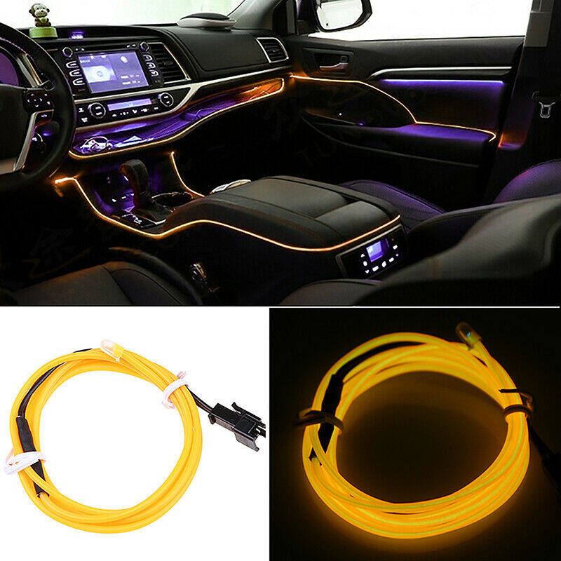 EL Wire Neon LED Car Interior Atmosphere Glow String Strip Lights Rope Tube Lamp